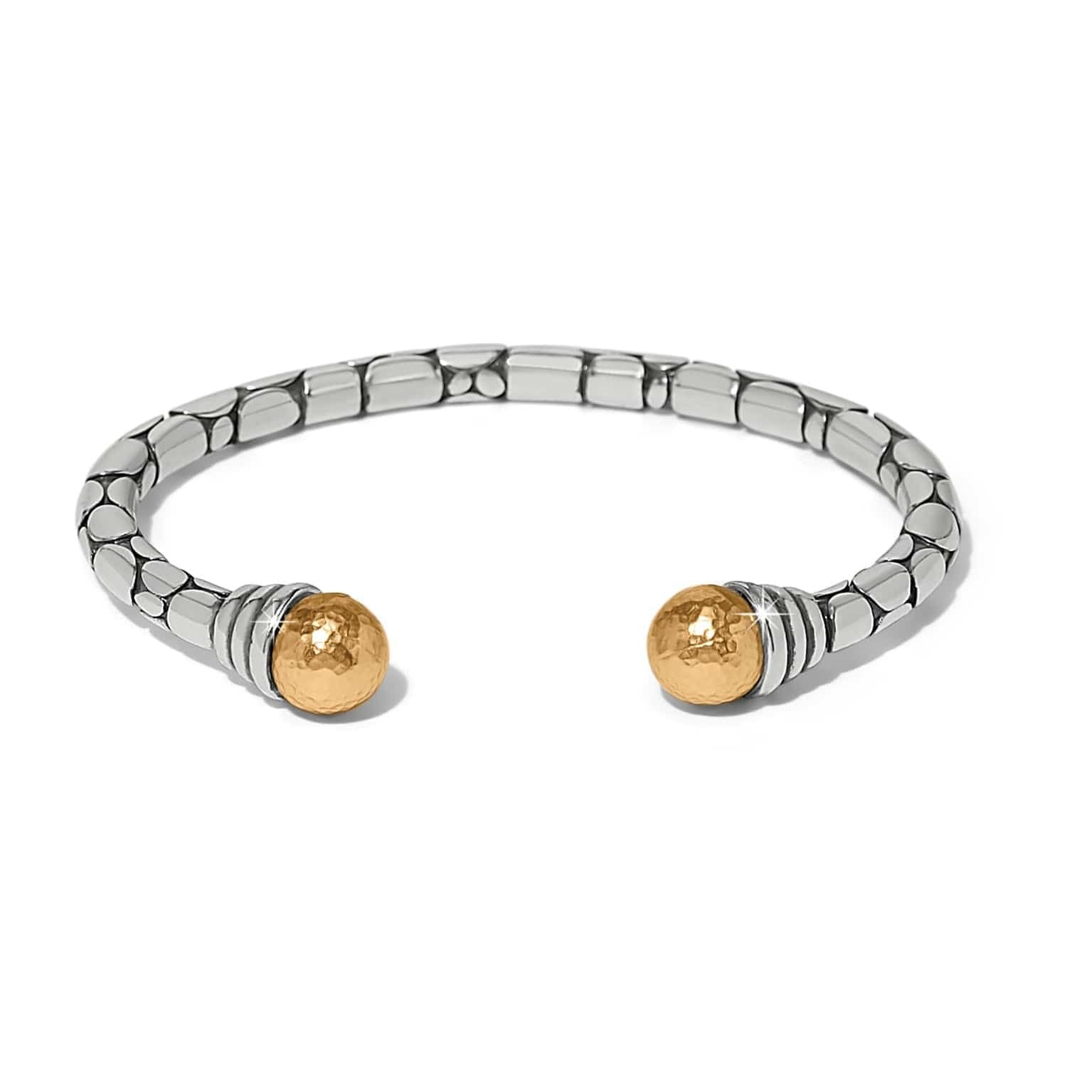 Brighton Pebble Link Two Tone Open Flex Cuff Bracelet at Ooh La La! in Grapevine TX 76051