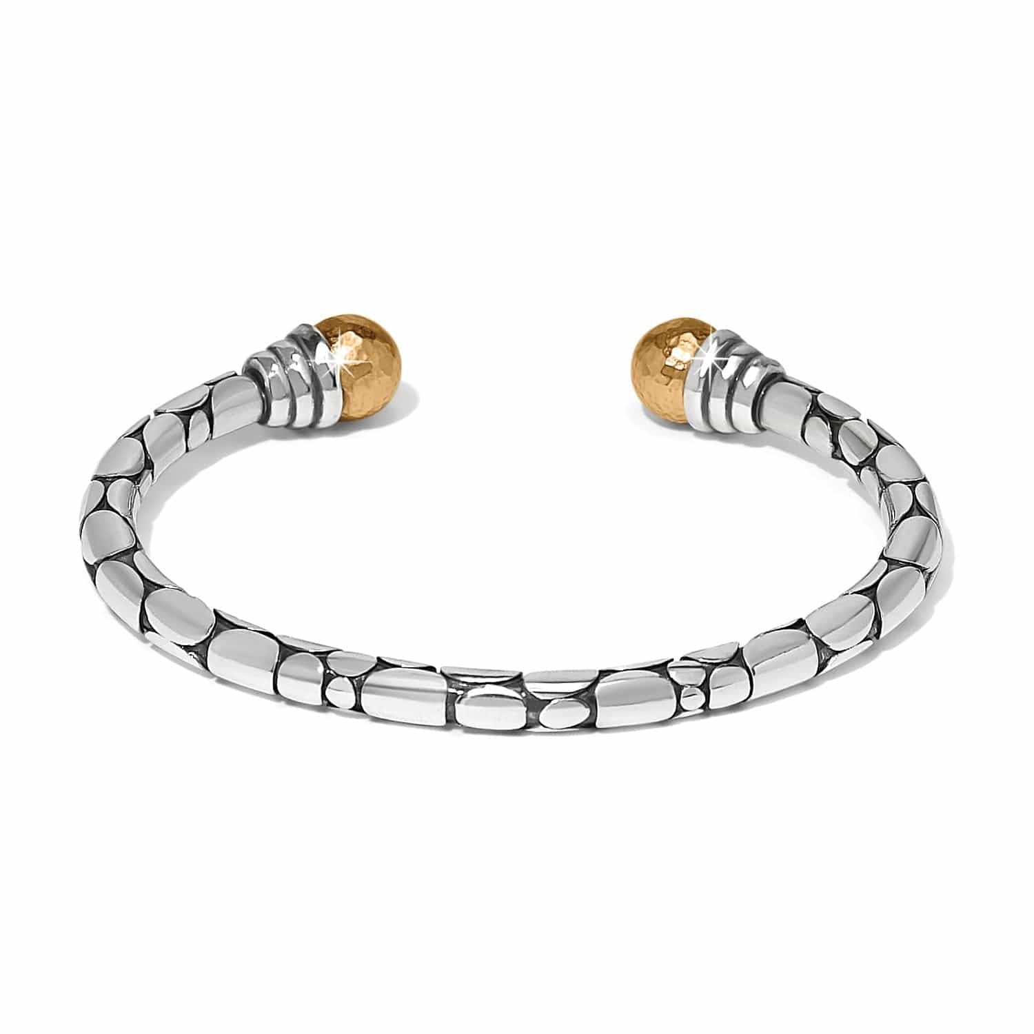 Brighton Pebble Link Two Tone Open Flex Cuff Bracelet at Ooh La La! in Grapevine TX 76051