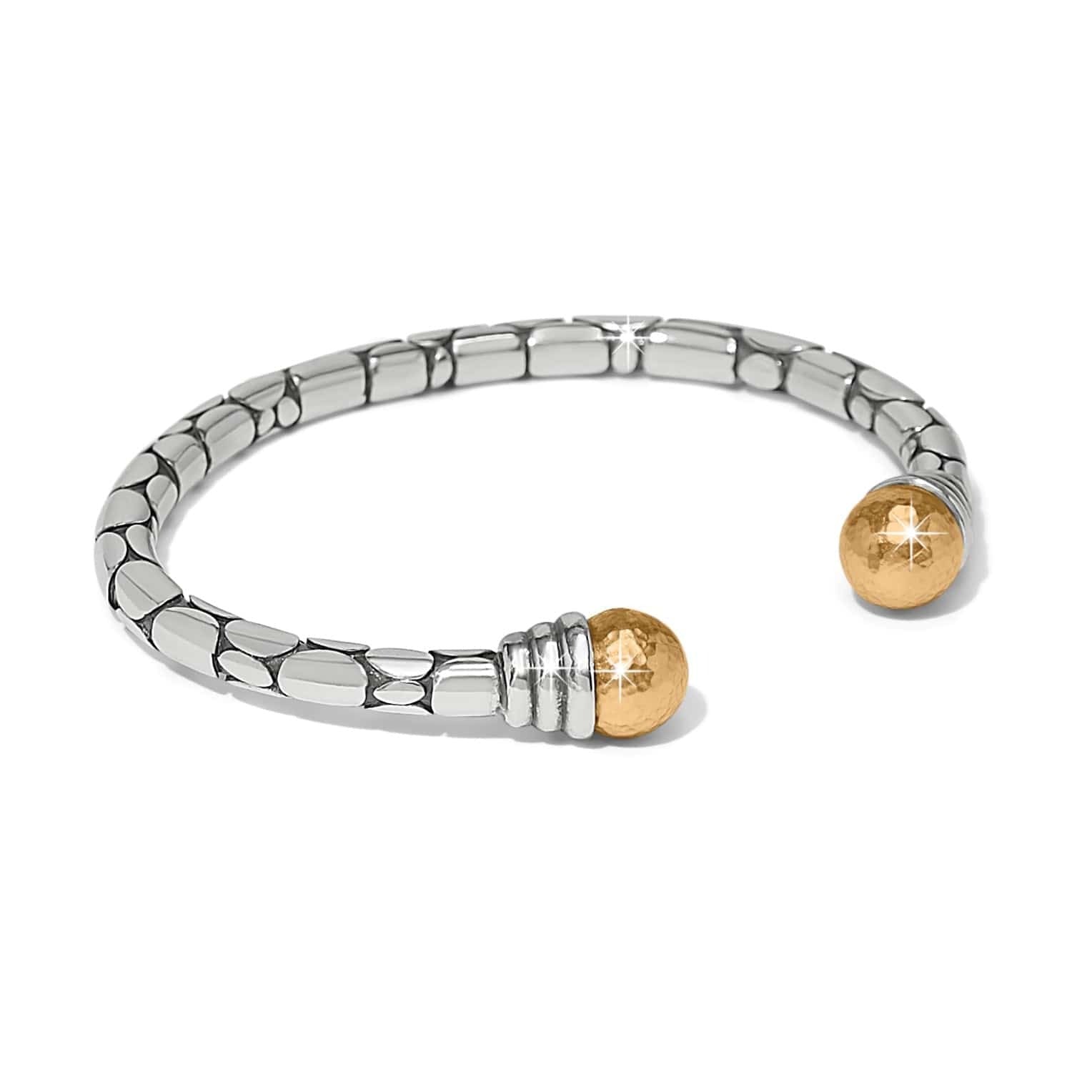 Brighton Pebble Link Two Tone Open Flex Cuff Bracelet at Ooh La La! in Grapevine TX 76051