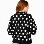Queen of Sparkles Black & White Polka Dot Nutcracker Button Up Cardigan at ooh la la! in Grapevine TX 76051