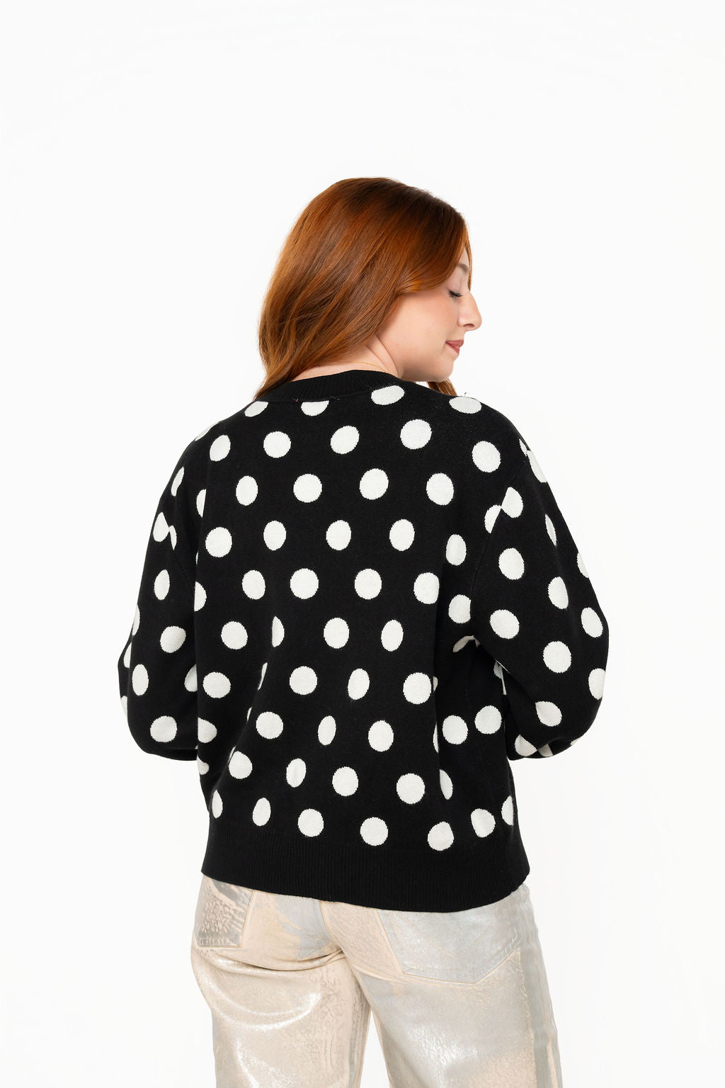 Queen of Sparkles Black & White Polka Dot Nutcracker Button Up Cardigan at ooh la la! in Grapevine TX 76051