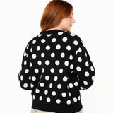 Queen of Sparkles Black & White Polka Dot Nutcracker Button Up Cardigan at ooh la la! in Grapevine TX 76051