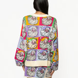 Queen of Sparkles multicolor pastel colorblock sequined Santa cardigan with button front closure in grapevine tx 76051