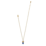Brighton One Heart Duo Heart Petite Necklace with gold chain and blue stone heart pendant