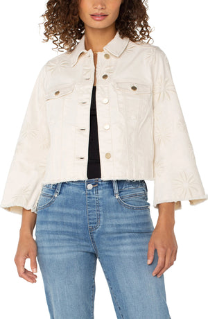 Liverpool Embroidered Bell Sleeve Jacket in ecru at ooh la la! in Grapevine TX 76051