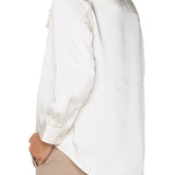 Liverpool Satin Longline Shacket in sweet cream at ooh la la! in Grapevine TX 76051