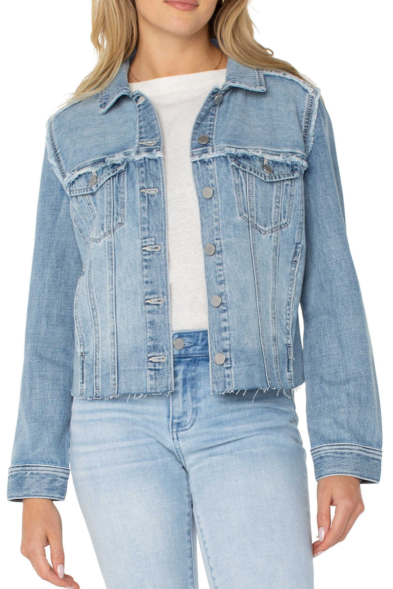 Liverpool Multi Fray Trucker Jacket at ooh la la! in Grapevine TX 76051