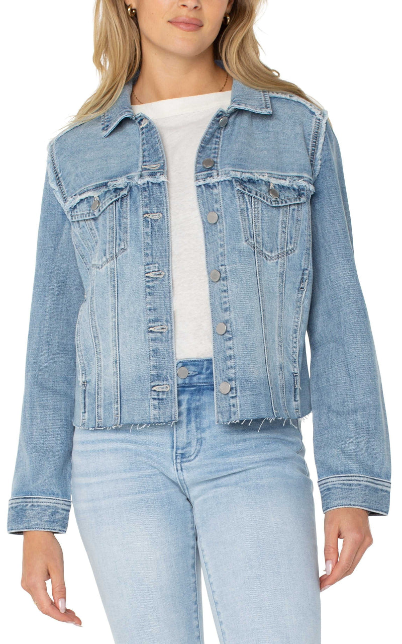 Liverpool Multi Fray Trucker Jacket at ooh la la! in Grapevine TX 76051