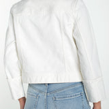 Liverpool Cropped Denim Jacket with Bracelet Length Cuffed Sleeve at Ooh La La! in Grapevine TX 76051