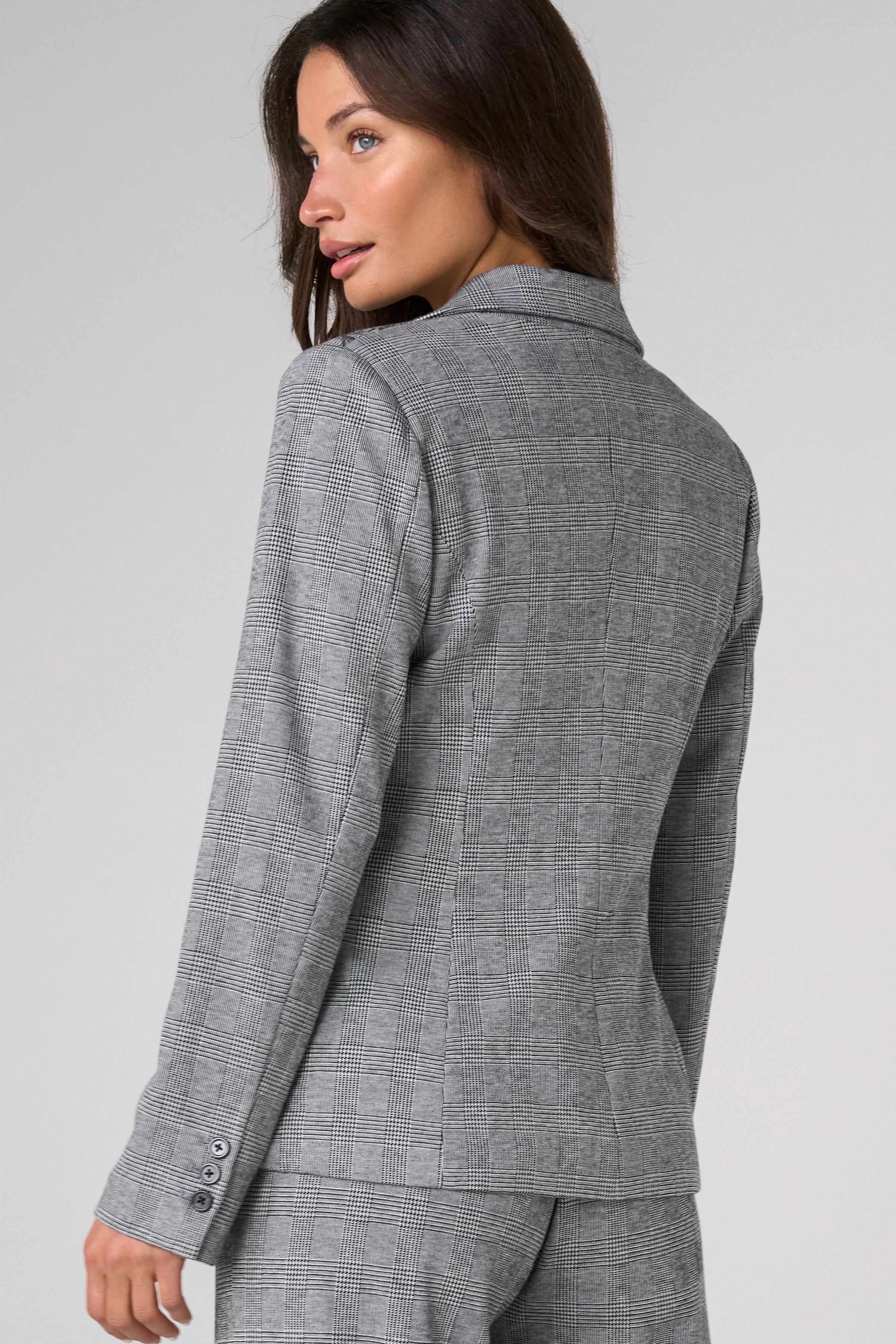 Liverpool Tailored Blazer with Roses in black/white glen plaid at ooh la la! in Grapevine TX 76051