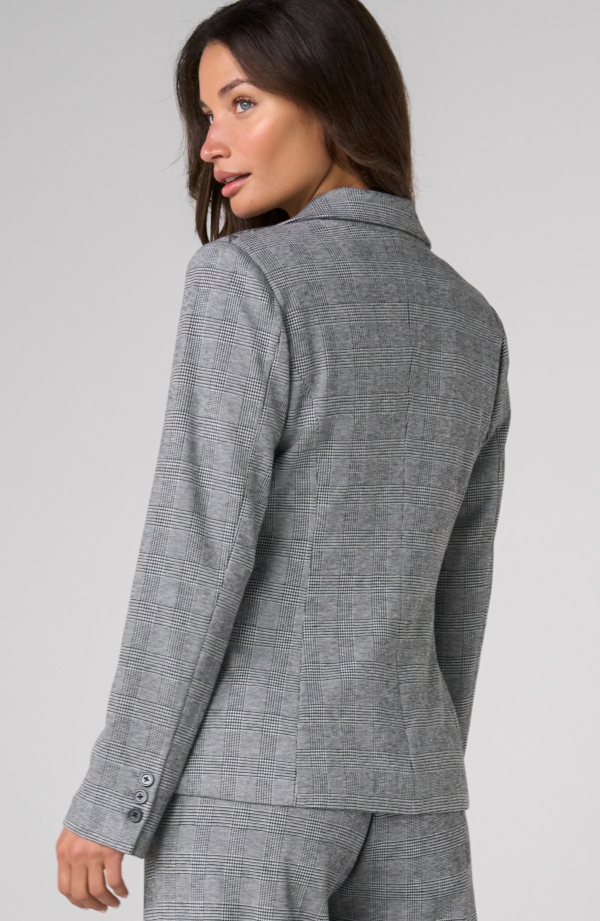 Liverpool Tailored Blazer with Roses in black/white glen plaid at ooh la la! in Grapevine TX 76051