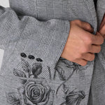 Liverpool Tailored Blazer with Roses in black/white glen plaid at ooh la la! in Grapevine TX 76051