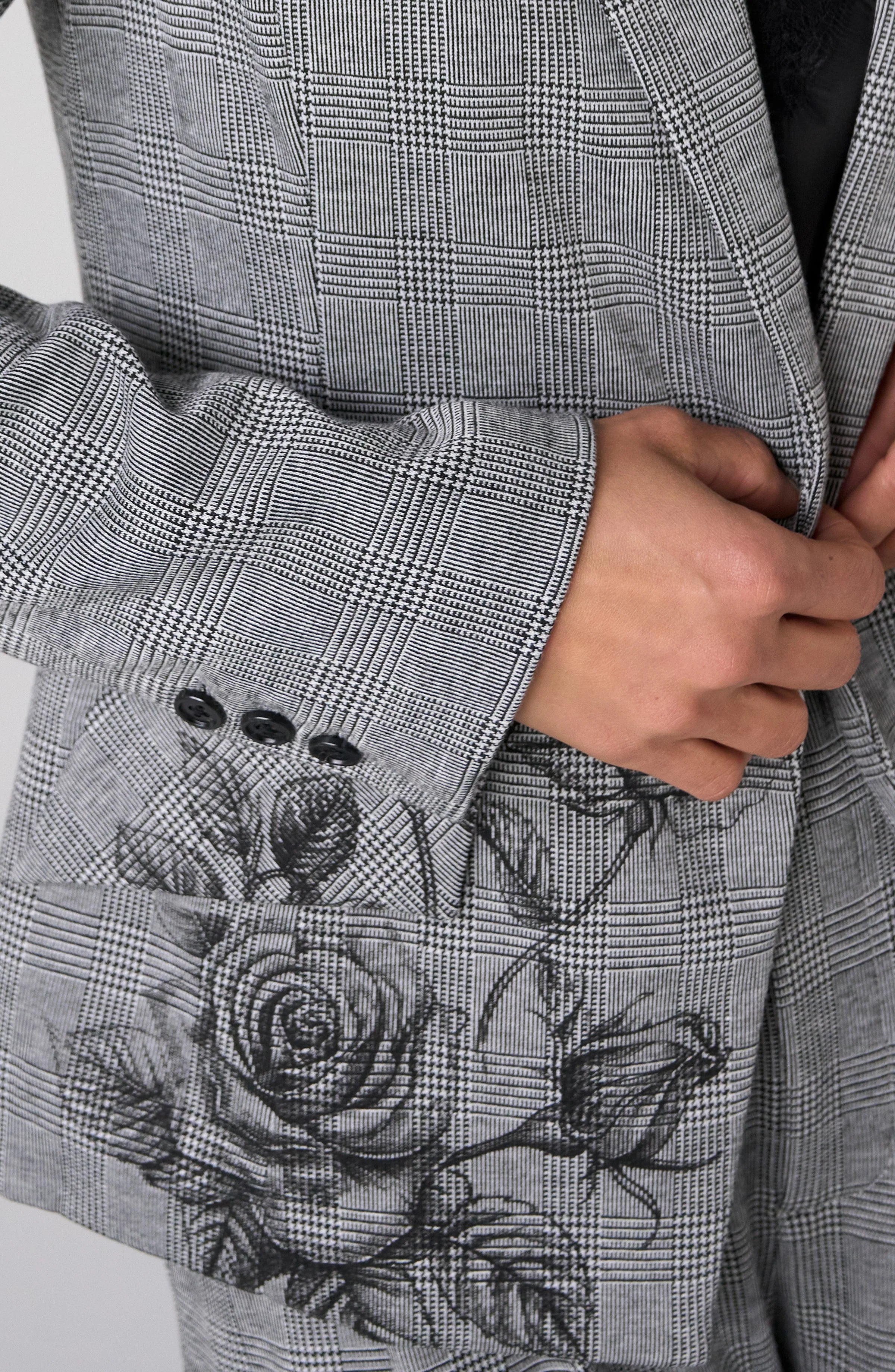 Liverpool Tailored Blazer with Roses in black/white glen plaid at ooh la la! in Grapevine TX 76051