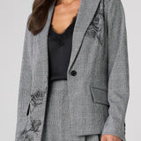 Liverpool Tailored Blazer with Roses in black/white glen plaid at ooh la la! in Grapevine TX 76051