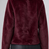 Liverpool Collared Faux Fur Jacket in dark oxblood at ooh la la! in Grapevine TX 76051