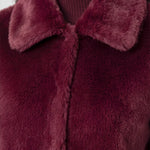 Liverpool Collared Faux Fur Jacket in dark oxblood at ooh la la! in Grapevine TX 76051