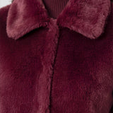 Liverpool Collared Faux Fur Jacket in dark oxblood at ooh la la! in Grapevine TX 76051