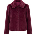 Liverpool Collared Faux Fur Jacket in dark oxblood at ooh la la! in Grapevine TX 76051