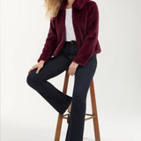 Liverpool Collared Faux Fur Jacket in dark oxblood at ooh la la! in Grapevine TX 76051