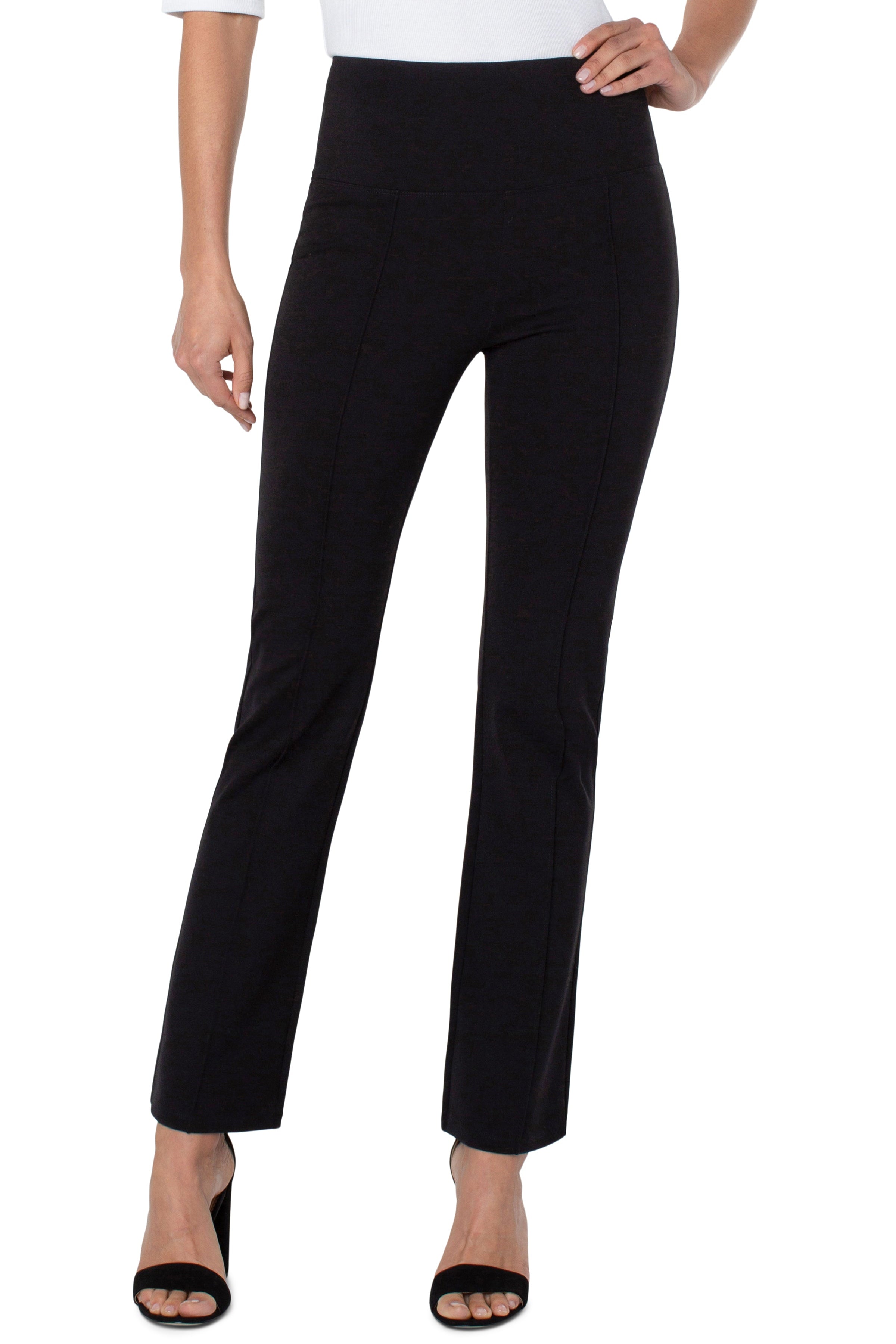 Liverpool Pearl Full Length Flare Pants in black at ooh la la! in Grapevine TX 76051