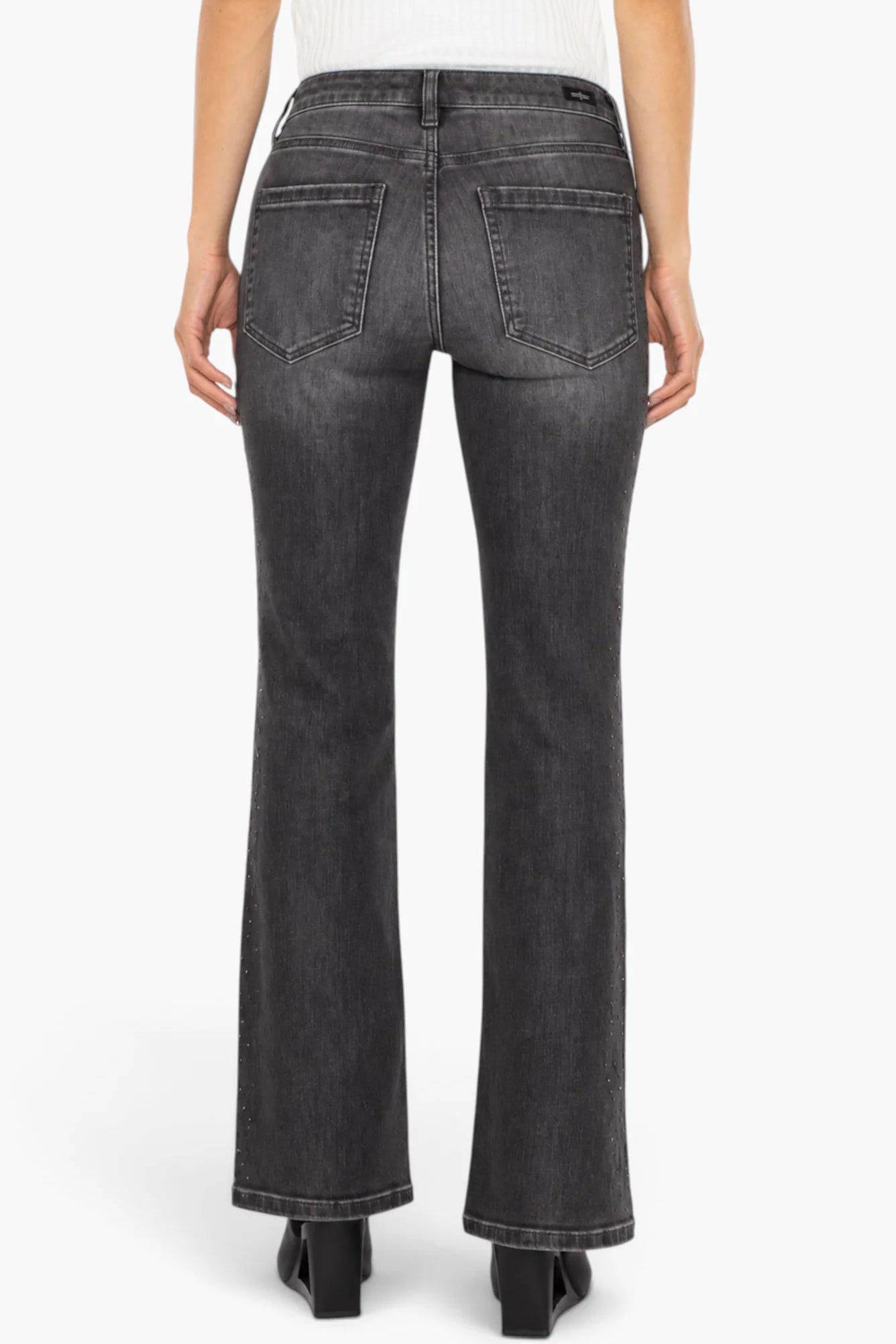 Liverpool Lucy Bootcut Jeans with Crystal Side Detailing in heirloom black at ooh la la! in Grapevine TX 76051