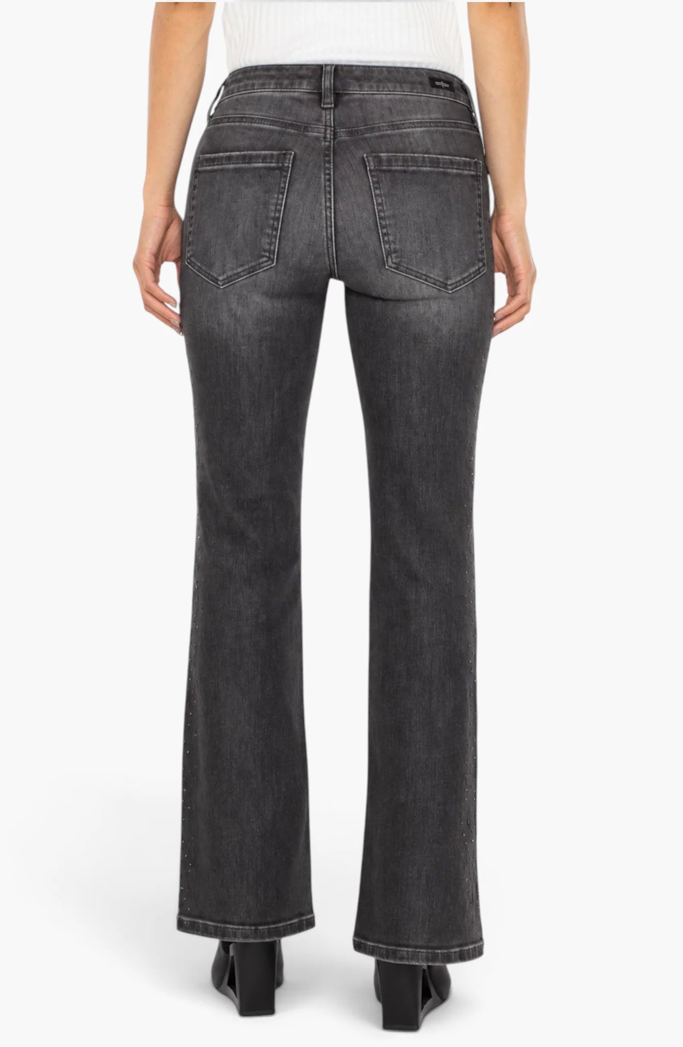 Liverpool Lucy Bootcut Jeans with Crystal Side Detailing in heirloom black at ooh la la! in Grapevine TX 76051