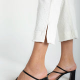Liverpool Hannah Crop Flare Jeans with Wide Fray Hem and Slit at Ooh La La! in Grapevine TX 76051