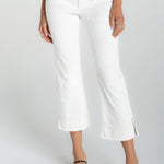 Liverpool Hannah Crop Flare Jeans with Wide Fray Hem and Slit at Ooh La La! in Grapevine TX 76051