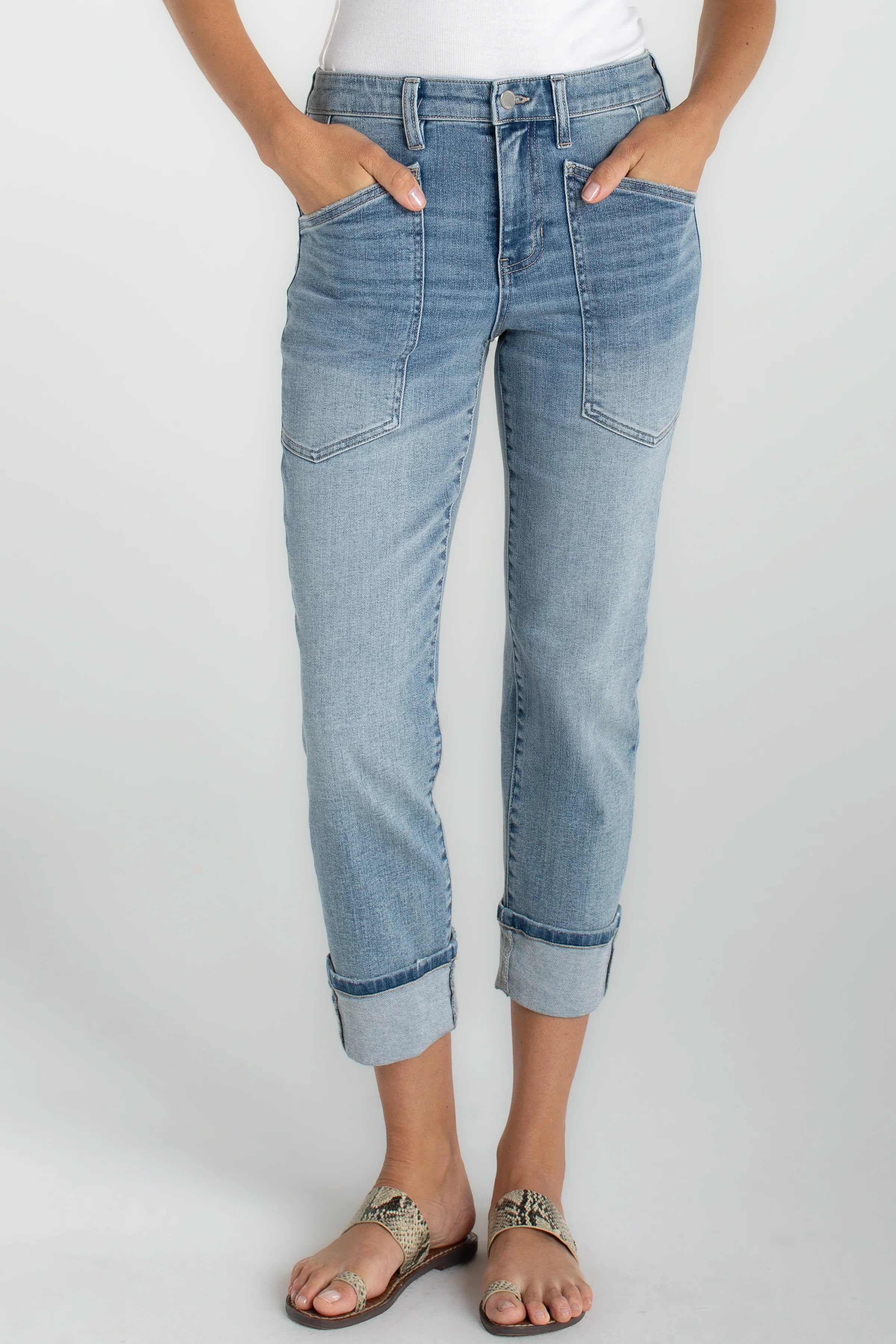 Liverpool jeans, Marley cropped jeans, girlfriend jeans, cuffed jeans, high-quality jeans, trendy jeans, comfortable jeans, casual jeans at ooh la la! in Grapevine TX 7651