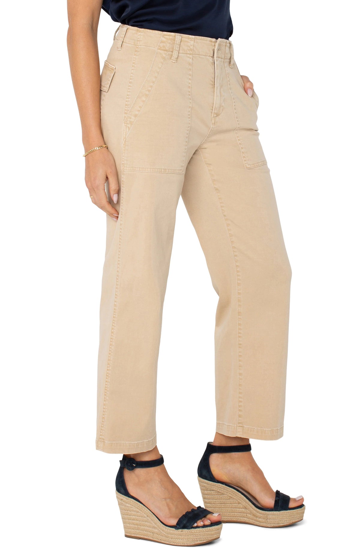 Liverpool Cargo Wide Leg Crop in cappuccino at ooh la la! Grapevine TX 76051