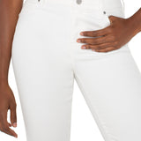 Woman wearing Liverpool Hannah crop flare jeans in bright white with twisted slit detail