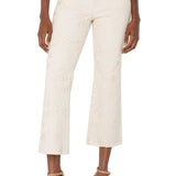 Liverpool Embroidered Hannah Crop Flare w/ Fray Hem in ecru at ooh la la! in Grapevine TX 76051