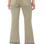 Liverpool Hannah Crop Flare With Fray Hem in mineral laurel olive at ooh la la! in Grapevine TX 76051
