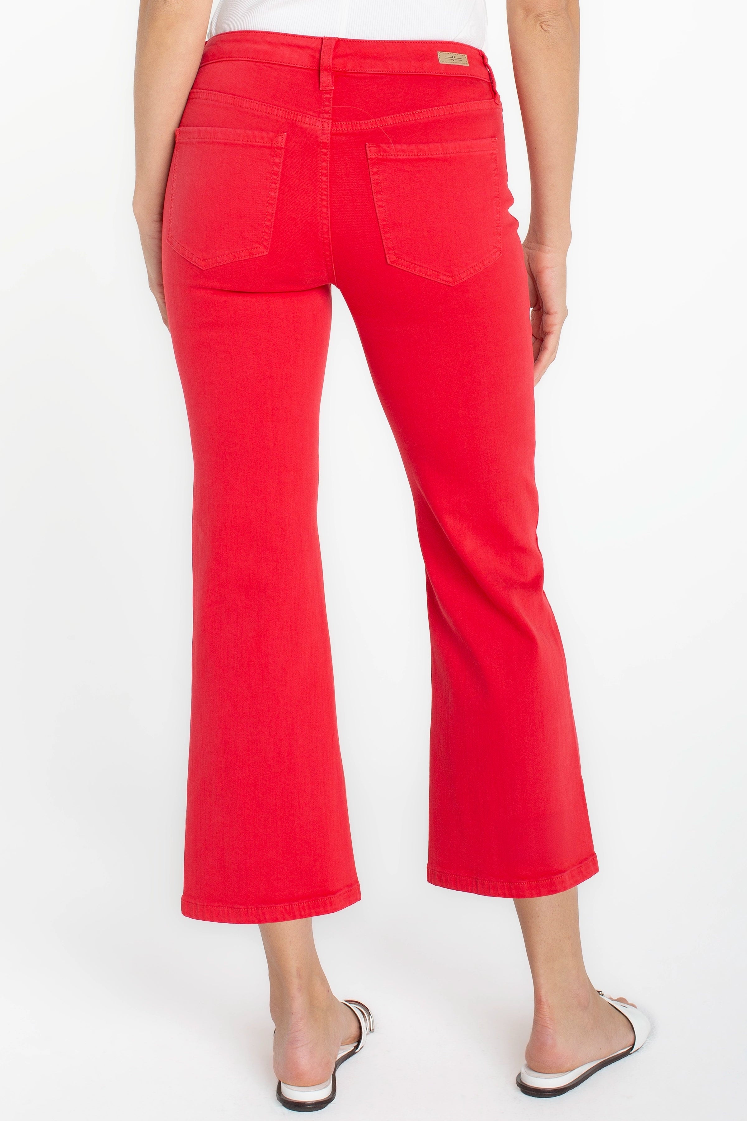 Liverpool Hannah Cropped Flare Jeans with Slit Hem at Ooh La La! in Grapevine TX 76051