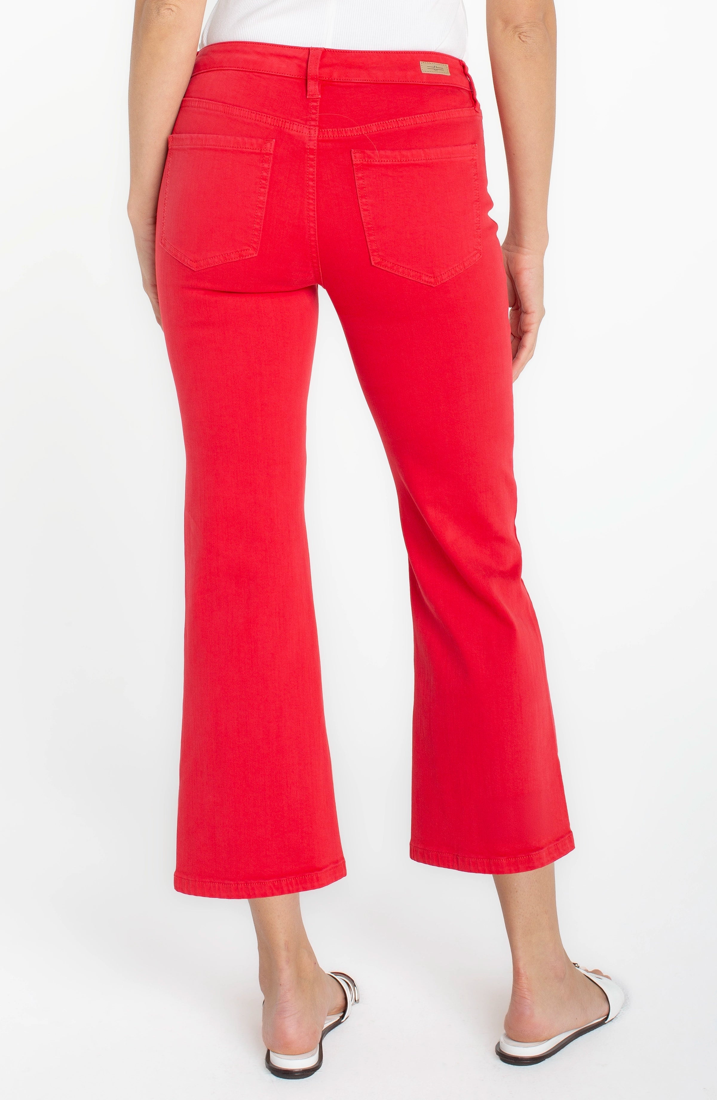 Liverpool Hannah Cropped Flare Jeans with Slit Hem at Ooh La La! in Grapevine TX 76051