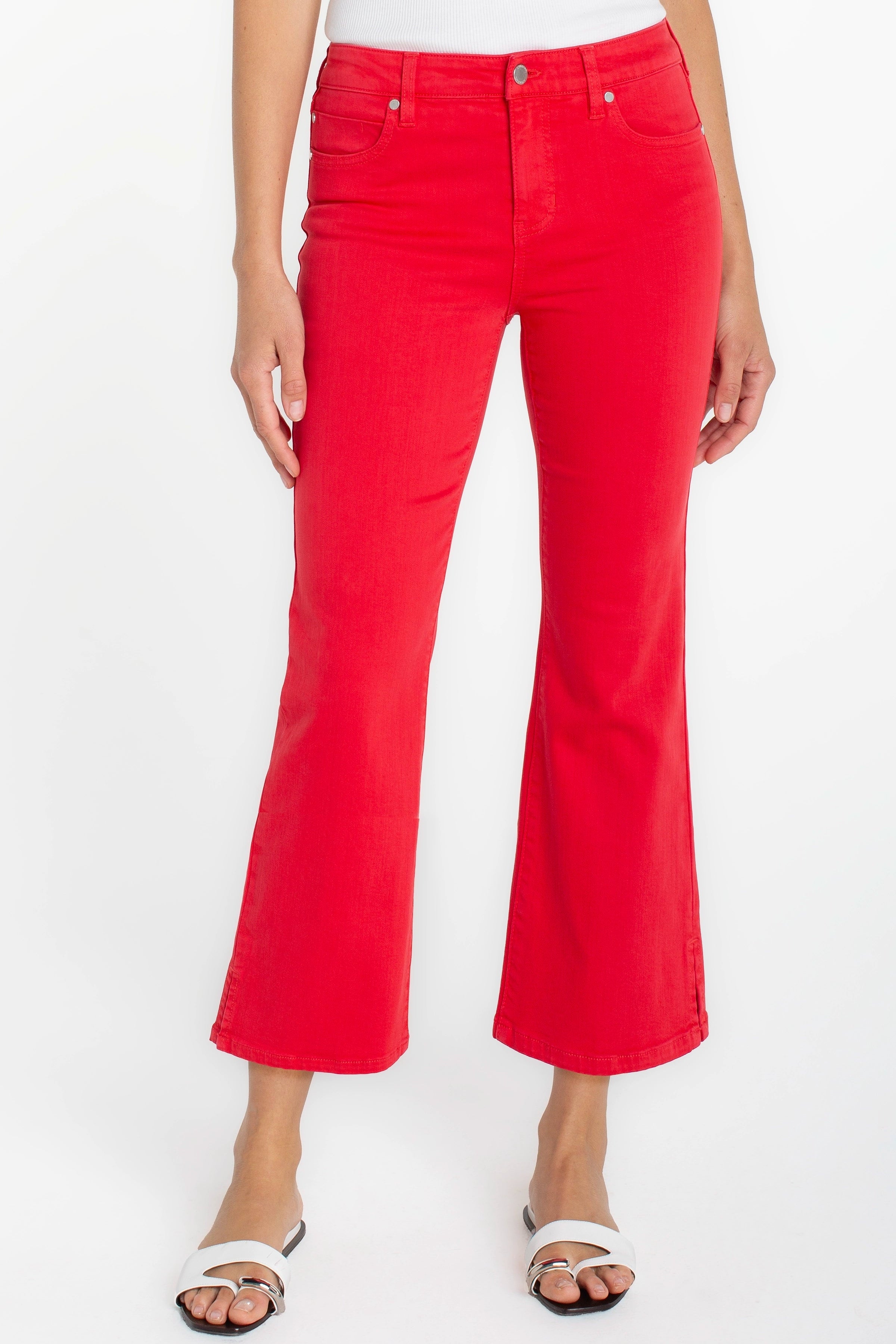 Liverpool Hannah Cropped Flare Jeans with Slit Hem at Ooh La La! in Grapevine TX 76051