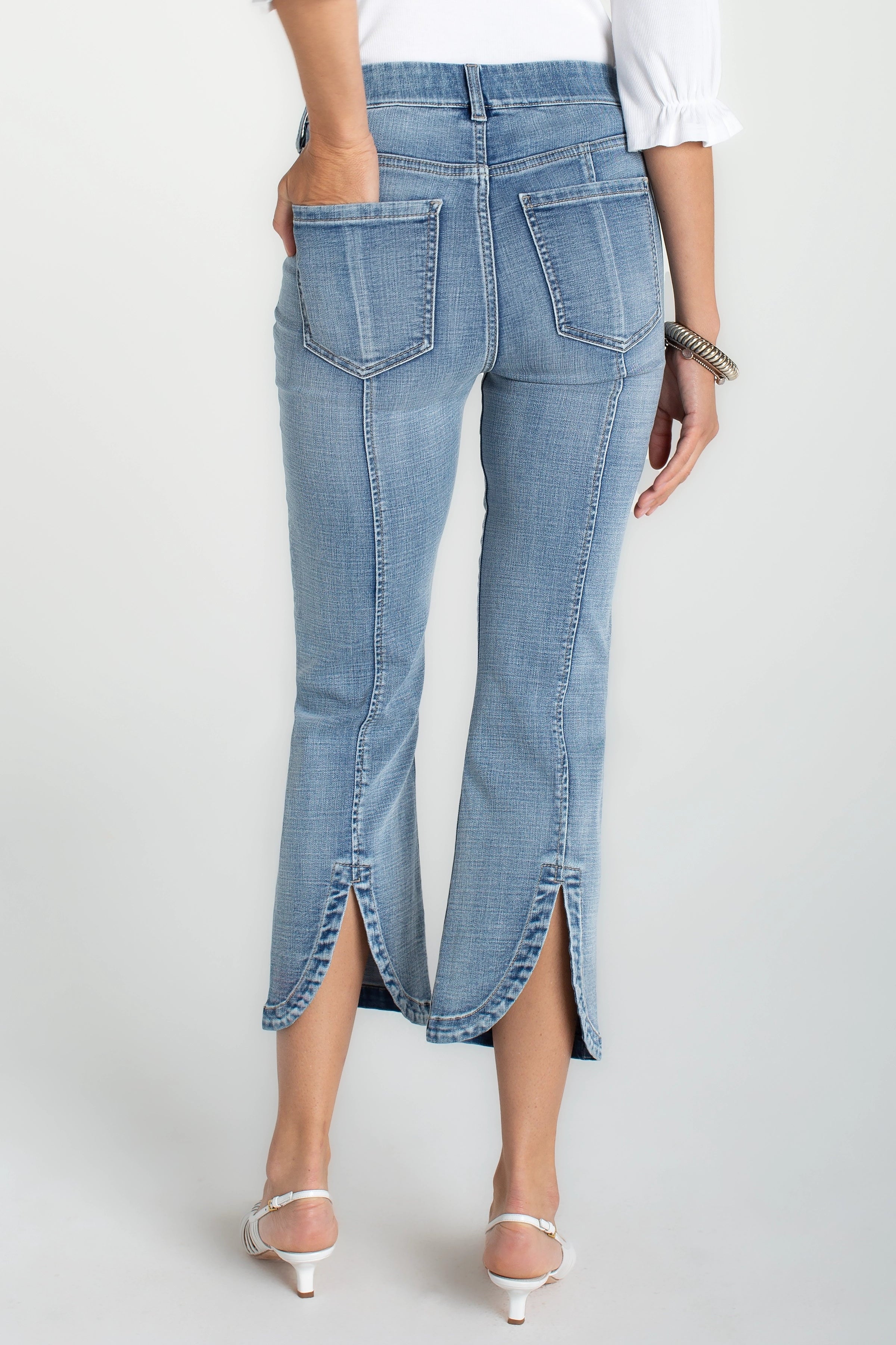 Liverpool Gia Glider Crop Flare Jeans with Tulip Back Slit at Ooh La La! in Grapevine TX 76051