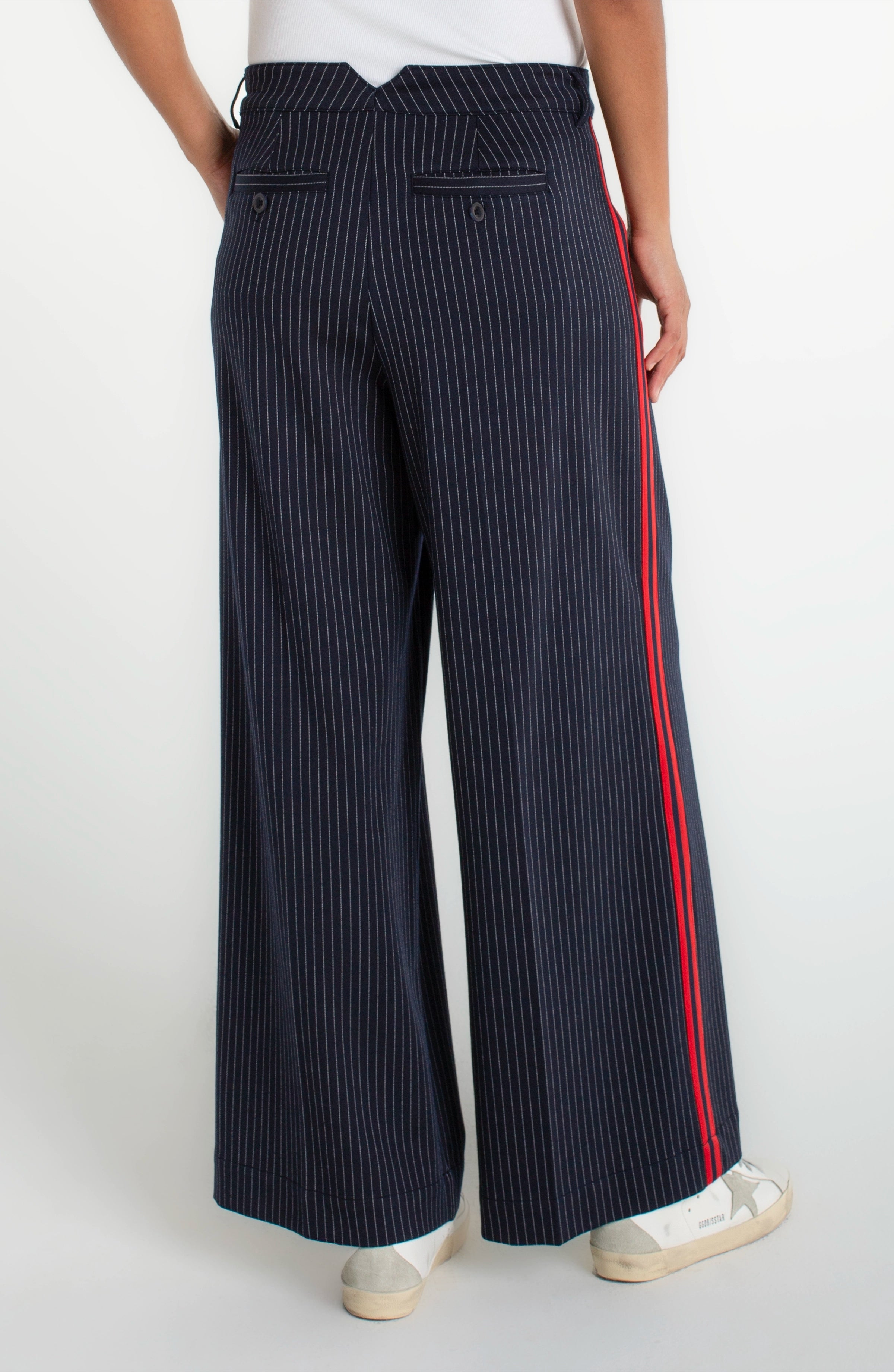 Liverpool Wide Leg Pleated Trouser With Side Stripe at Ooh La La! in Grapevine TX 76051