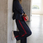 Liverpool Wide Leg Pleated Trouser With Side Stripe at Ooh La La! in Grapevine TX 76051