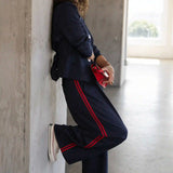 Liverpool Wide Leg Pleated Trouser With Side Stripe at Ooh La La! in Grapevine TX 76051