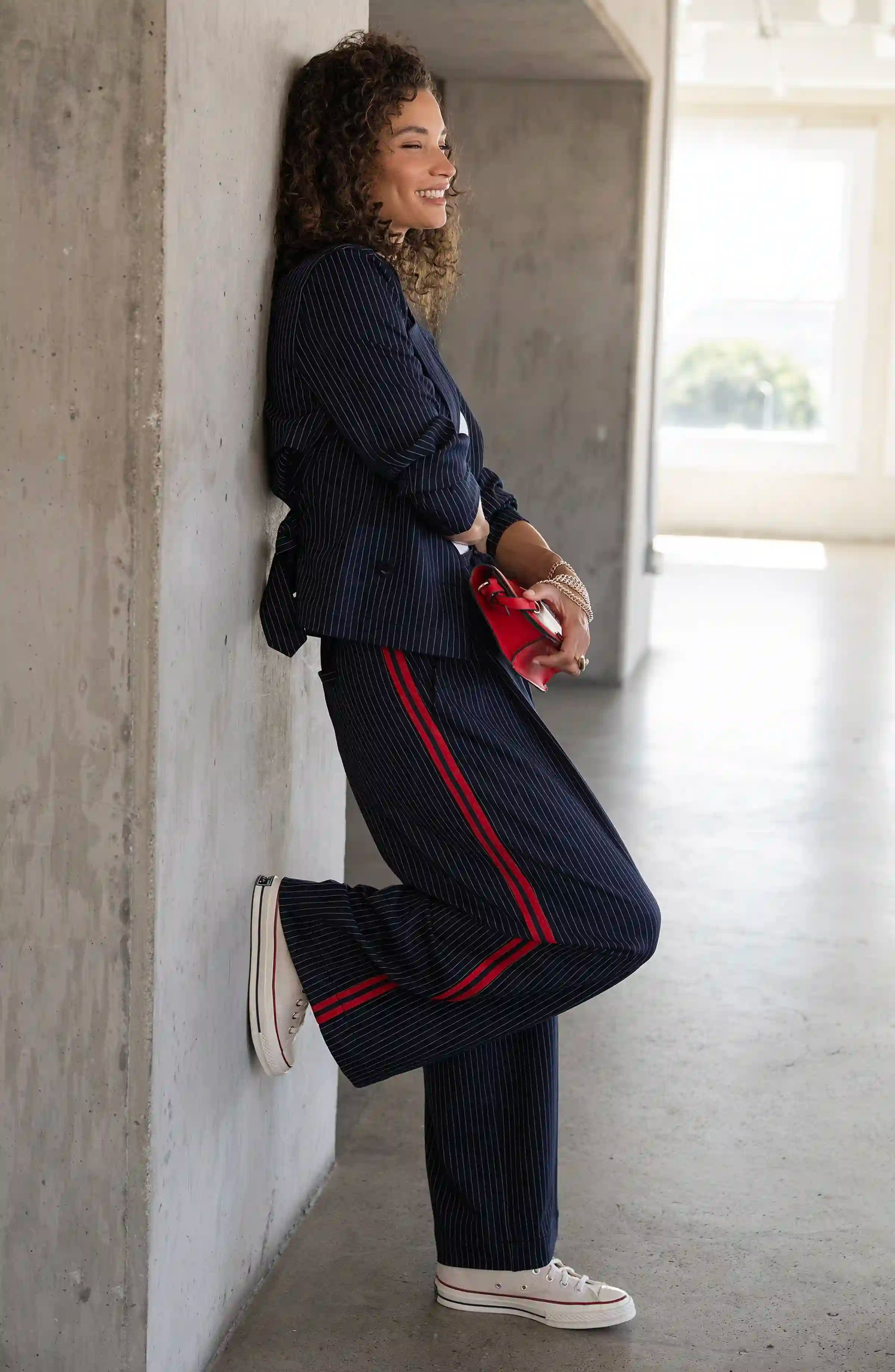 Liverpool Wide Leg Pleated Trouser With Side Stripe at Ooh La La! in Grapevine TX 76051