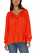 Liverpool Embroidered Shirred Blouse with Neck Ties in Coral Blaze at ooh la la! in Grapevine TX 76051