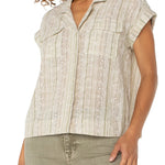 Liverpool Eyelet Striped Camp Shirt at ooh la la! in Grapevine TX 76051