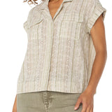 Liverpool Eyelet Striped Camp Shirt at ooh la la! in Grapevine TX 76051