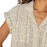 Liverpool Eyelet Striped Camp Shirt at ooh la la! in Grapevine TX 76051