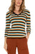 Liverpool 3/4 Sleeve V-Neck Stripe Sweater at ooh la la! in Grapevine TX 76051