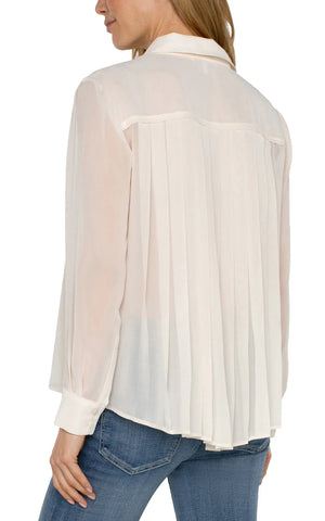 Liverpool Chiffon Shirt with Pleat Back in cream at ooh la la! in Grapevine TX 76051