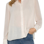 Liverpool Chiffon Shirt with Pleat Back in cream at ooh la la! in Grapevine TX 76051