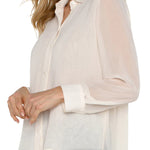 Liverpool Chiffon Shirt with Pleat Back in cream at ooh la la! in Grapevine TX 76051