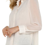 Liverpool Chiffon Shirt with Pleat Back in cream at ooh la la! in Grapevine TX 76051